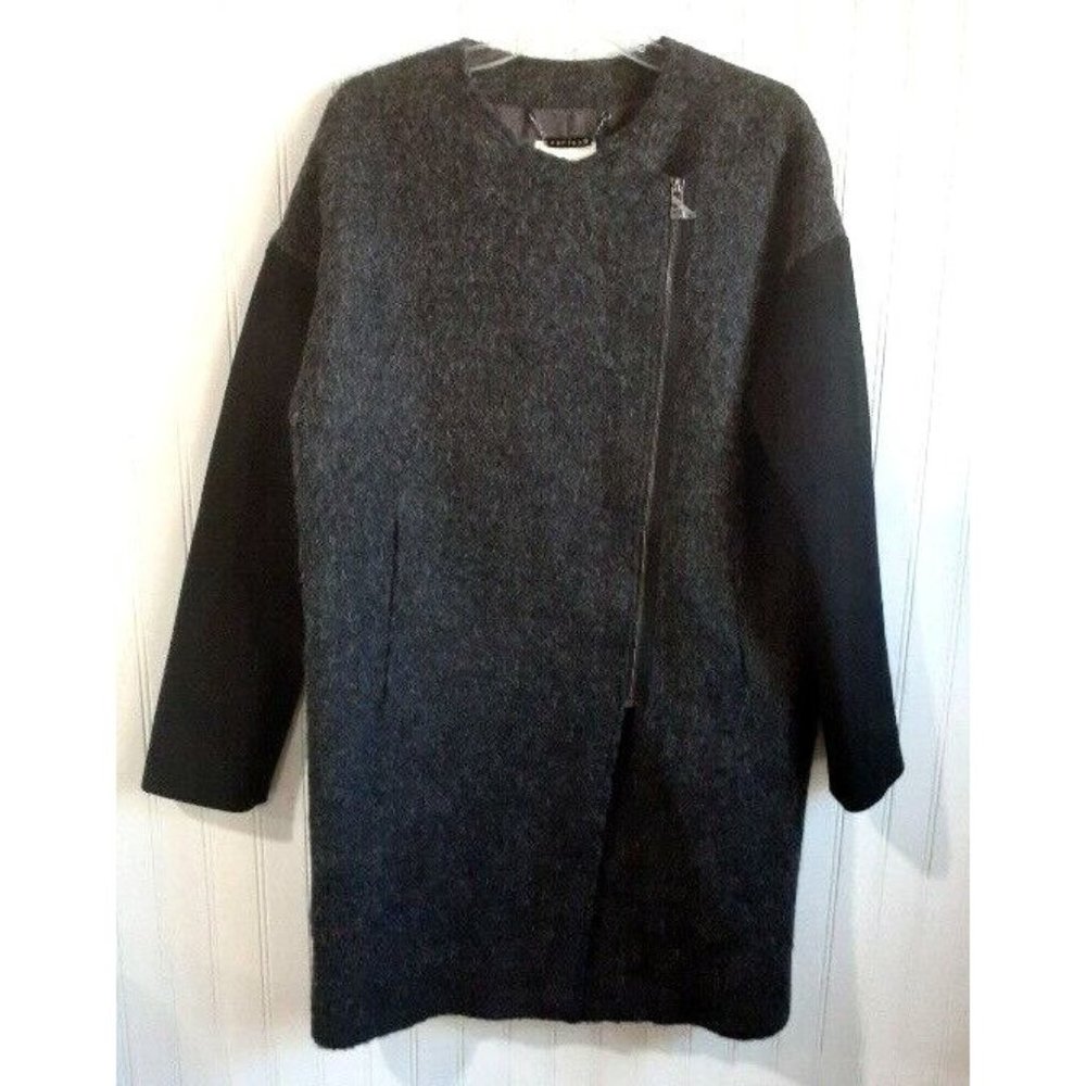 Ashley B Womens Medium Long Line Full Zip‎ Wool Blend Coat NWT Overcoat